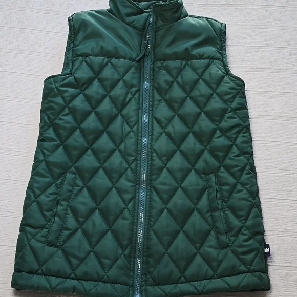 Crown & Ivory Quilted Vest | Forest Green | Diamond Stitch | Boys Size M - Picture 1 of 11